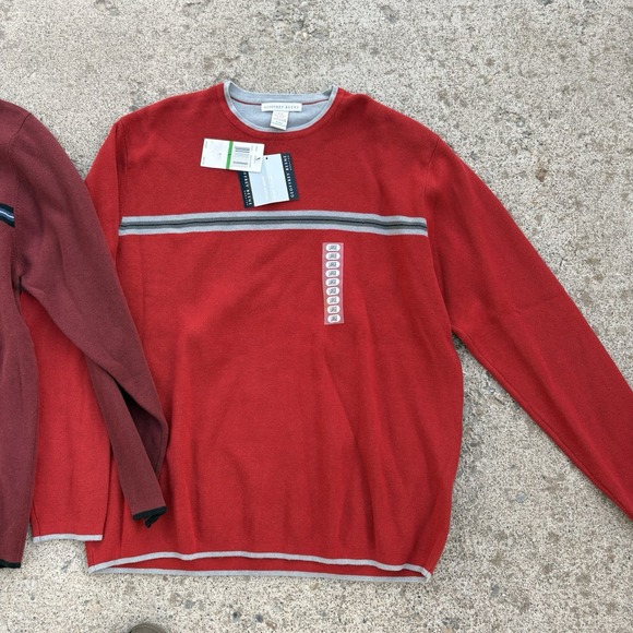 Geoffrey Beene Men Long Sleeve Pullover Sweater x2 Shirt Color Red Mulberry NWT - Picture 3 of 8